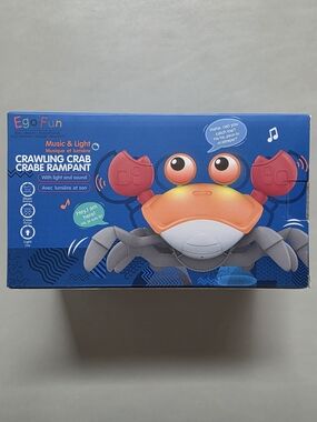 Ego Fun Baby Toddler Crawling Crab Light Music Sensor Toy - Orange & Red NEW